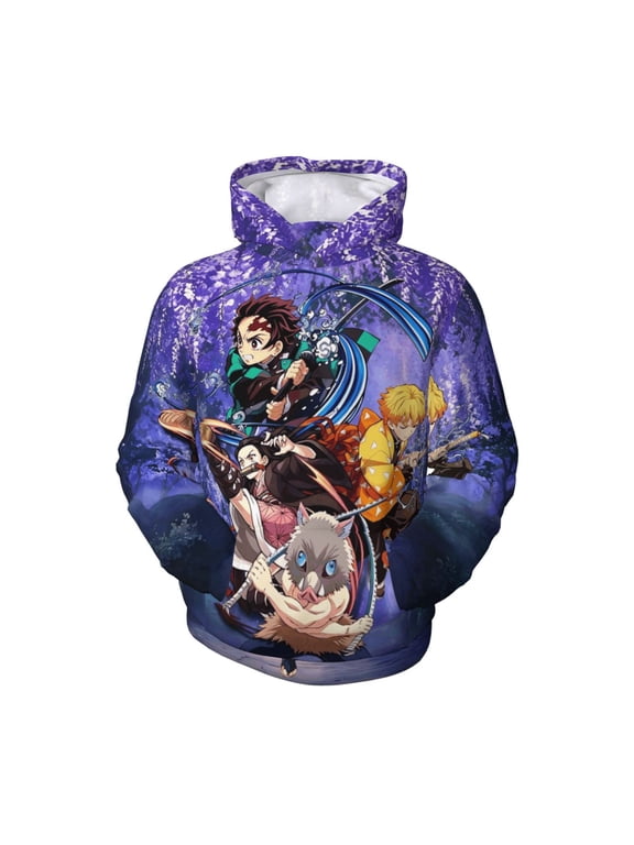 Kids Demon Cartoon Anime Sla-y-er Hoodie with Pocket Lovely Printed Pullover Hooded Sweatshirt For Boys Girls Youth