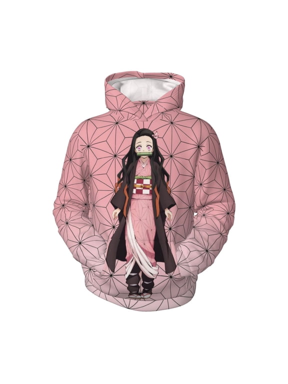 Kids Demon Cartoon Ne-zu-ko Anime Sla-y-er Hoodie with Pocket Novelty 3D Pullover Sweatshirt For Boys Girls