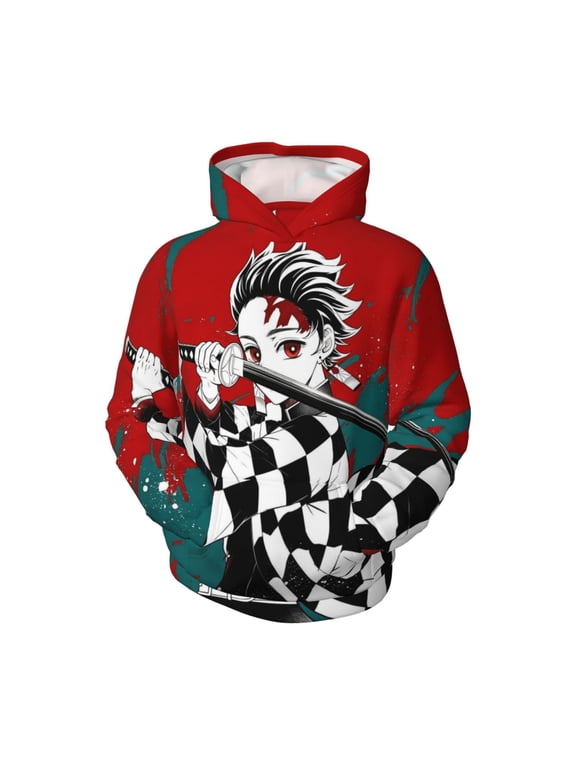 Kids Demon Cartoon Tan-Ji-Ro Anime Sla-y-er Hoodie with Pocket Lovely Printed Pullover Hooded Sweatshirt For Boys Girls Youth