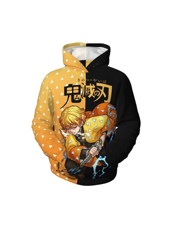 Kids Demon Cartoon Zen-It-Su Anime Sla-y-er Hoodie with Pocket Lovely Printed Pullover Hooded Sweatshirt For Boys Girls Youth