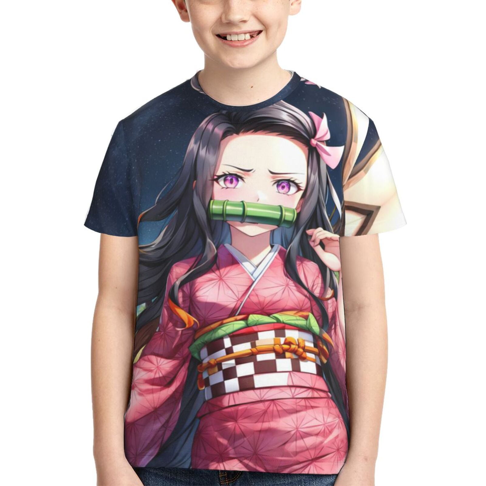 Kids Demon Slayer Nezuko Shirts Anime T-Shirt Novelty 3d Printed Short ...