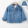 thumbnail image 1 of Kids Denim Jacket Long Sleeve Button down Embroidery Jean Jacket Kids Spring Jacket Girls Denim Jackets Size 4-5 Years, 1 of 4