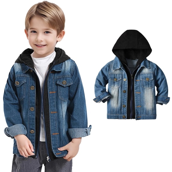 Kids Denim Jacket Long Sleeve Denim Hoodie Blue Jean Jacket Boys Spring Jackets Boy Jackets 4-5 Years