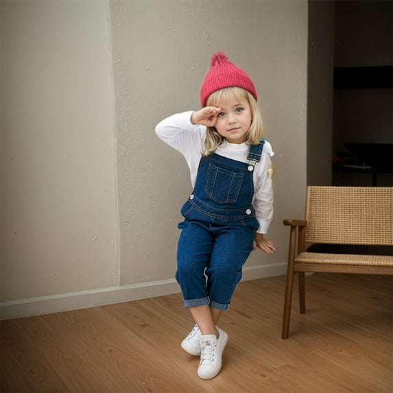 Kids Denim Overalls Unisex - Adjustable Shoulder Strap Jumpsuits - Casual Mid-Length Pants for Boys and Girls 6M-8Y