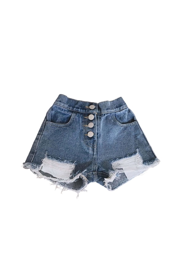 Kids Denim Shorts Casual Straight Leg Ripped Shorts Kids Cute Summer Shorts Kids Shorts Girls 6-7 Years