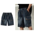 thumbnail image 1 of Kids Denim Shorts Straight Leg Loose Boys Elastic Waist Cargo Shorts 8-10 Years Jean Shorts Boys, 1 of 4