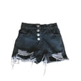 thumbnail image 1 of Kids Denim Shorts Straight Leg Ripped Shorts Girls Summer Shorts Jean Shorts Size 7-8 Years, 1 of 4
