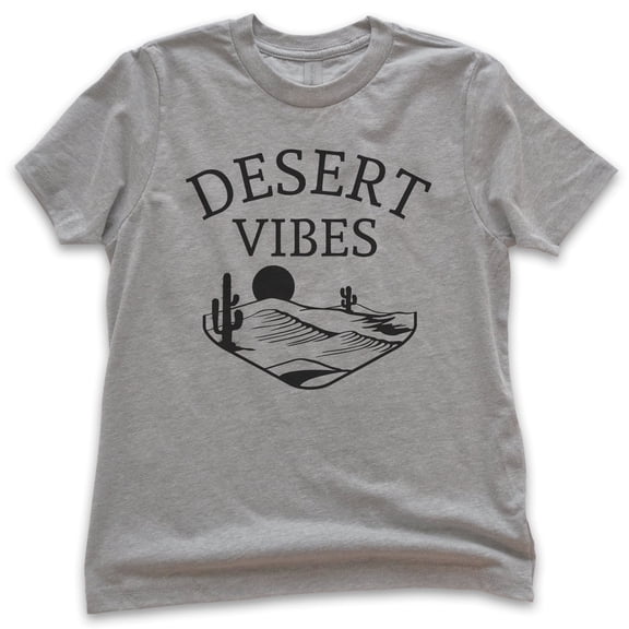 Kids Desert Vibes Shirt, Youth Kids Boy Girl T-Shirt, Desert Shirt, Camping Shirt, Hiking Shirt, Mountain Shirt, Dark Heather Gray, Small