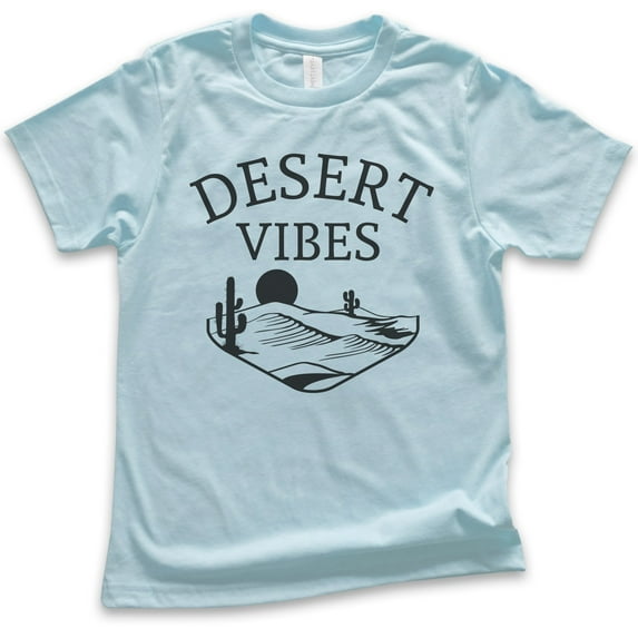 Kids Desert Vibes Shirt, Youth Kids Boy Girl T-Shirt, Desert Shirt, Camping Shirt, Hiking Shirt, Mountain Shirt, Light Blue, Small