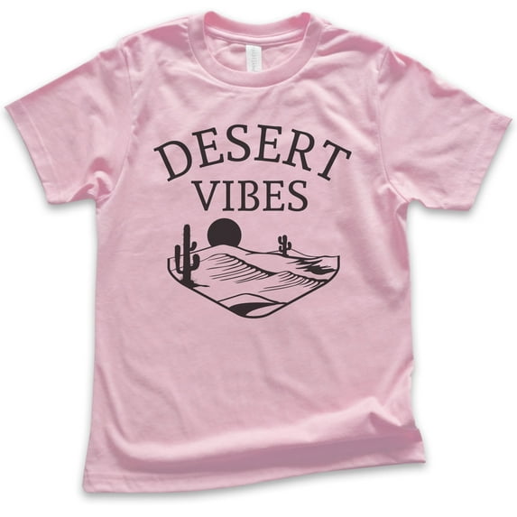 Kids Desert Vibes Shirt, Youth Kids Boy Girl T-Shirt, Desert Shirt, Camping Shirt, Hiking Shirt, Mountain Shirt, Light Pink, Large