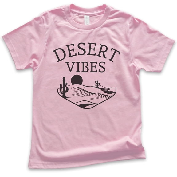 Kids Desert Vibes Shirt, Youth Kids Boy Girl T-Shirt, Desert Shirt, Camping Shirt, Hiking Shirt, Mountain Shirt, Light Pink, X-Small
