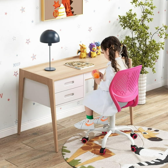 Kids Desk Chair, Blue Ergonomic Office Chair for Ages 8-12 with Lumbar Support, Low-Back Computer Chair for Bedroom/Study