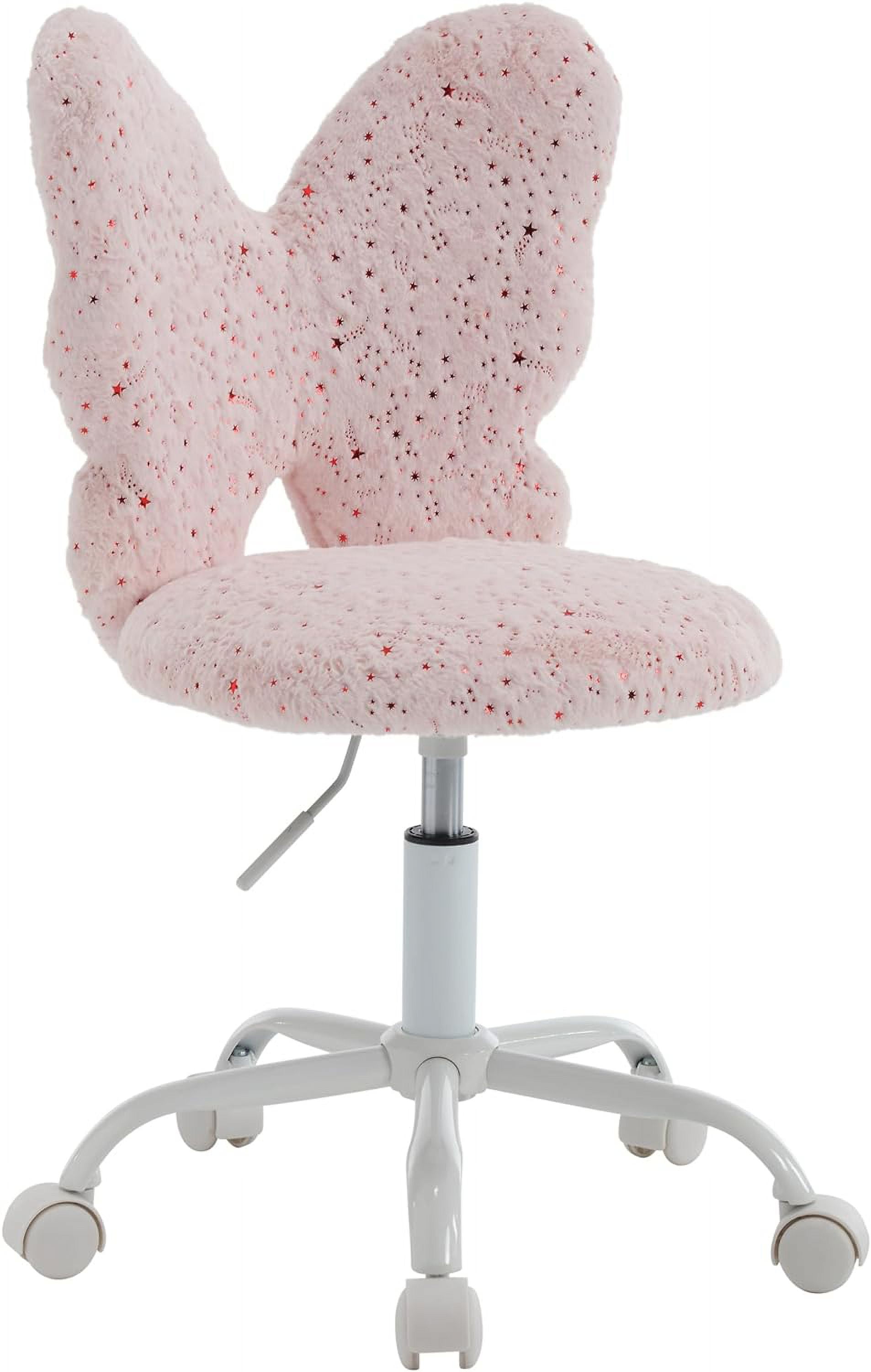Kids Desk Chair Butterfly Faux Fur Study Chair for Teenage Girls ...