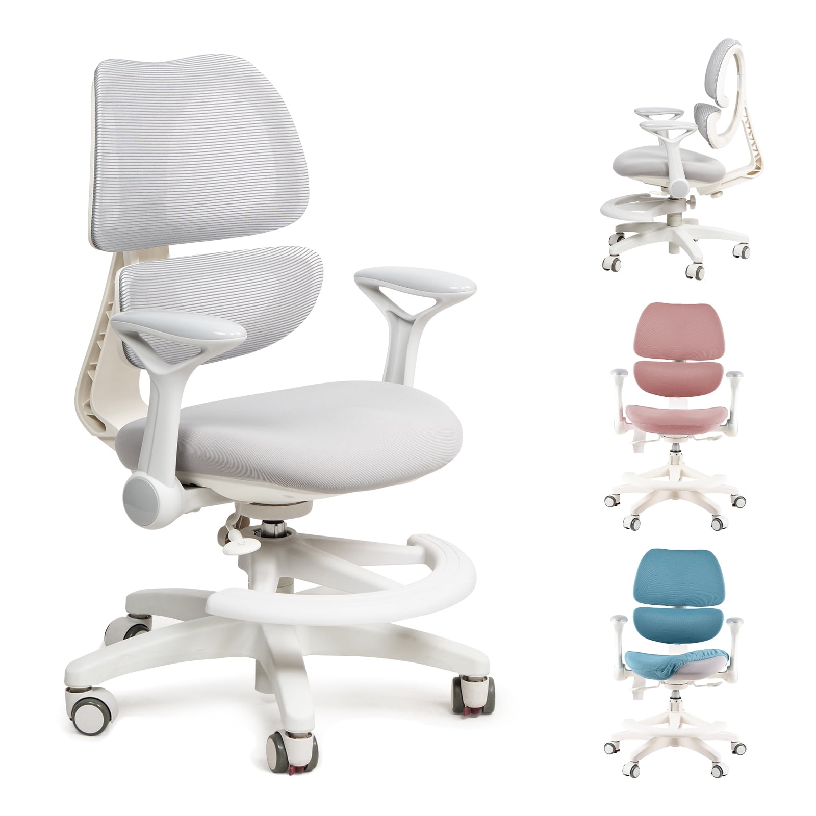 Kids Study Desk Chair, Ergonomic Adjustable Height  Chair for Childer , Swivel Mesh Desk Chair with Wheels, Home Office Chair for Children in Home Bedroom-Includes 2 Free Chair Covers
