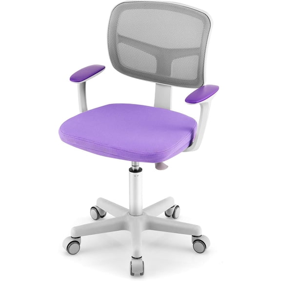 Kids Desk Chair, Ergonomic Kids Swivel Study Chair with Lumbar Support, Breathable Mesh & Universal Wheels, Height Adjustable Kids Computer Chair for Boys & Girls (Violet)