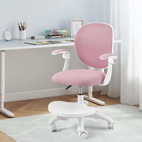 Kids Desk Chair,Ergonomic Study Chairs with Adjustable Height,Breathable Mesh Removable,Non-Slip Footrests,Suitable for Girls Aged 5-12 Years Old,Pink