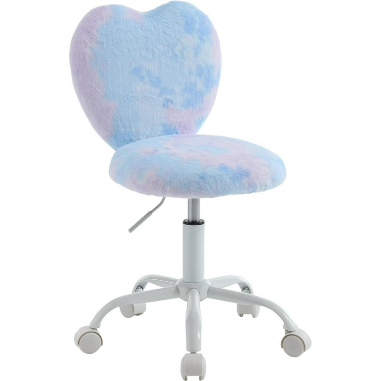 Kids Desk Chair Faux Fur Study Chair for Teenage Girls Adjustable Heart Shaped Kids Vanity Chair for Bedroom Reading Living Room Small Cute Student Task Chair with White Foot Snowflake Walmart