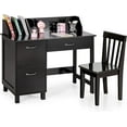 thumbnail image 1 of Kids Desk and Chair Set, Wooden Children School Desk with Hutch, Storage Drawer, Cabinets, Student Writing Desk for 3-8 Years Old, Kids Study Desk for Bedroom, Study Room (Dark Brown), 1 of 10