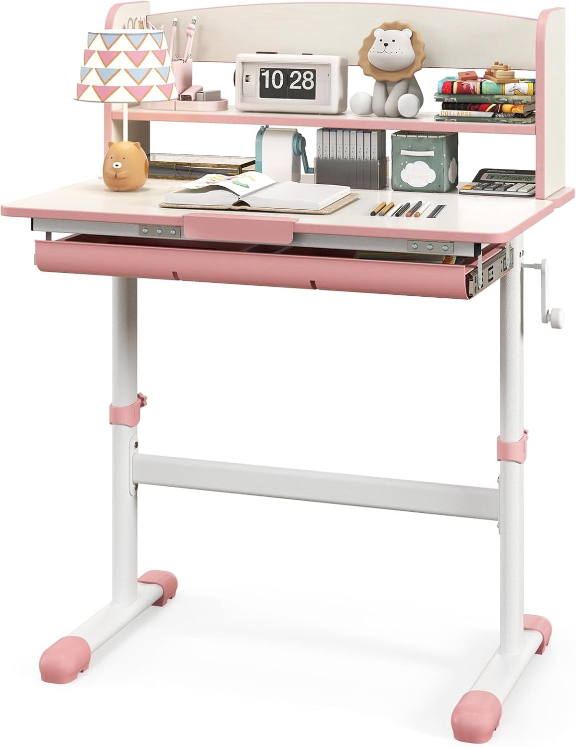 Kids Desk, Children School Study Desk w/ 7-Level Tiltable Desktop ...