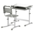 thumbnail image 1 of Kids Desk and Chair Set, Adjustable Height Study Table with Tilt Top, Storage Drawer, 6-12 Years, Gray, 1 of 9