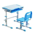 thumbnail image 1 of Kids Desk and Chair Set, Height Adjustable School Student Desk, Children Writing Study Table with Bookstand, Drawer Storage, 45°Tilted Desktop, 1 of 6