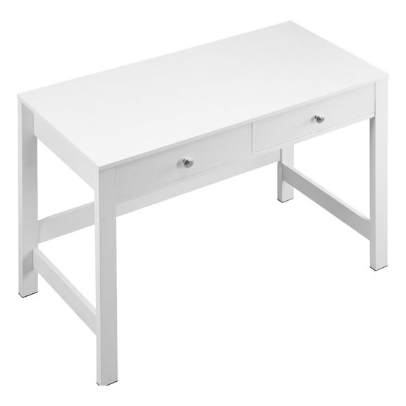 Kids Desk with Drawers, Small Study Table for Bedroom - White MDF Writing Desk for Drawing, Reading, Home Office