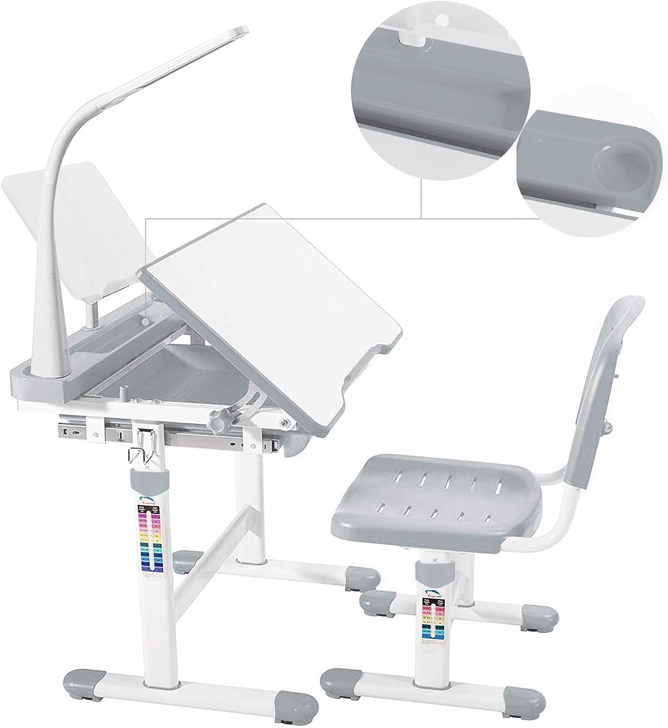 Kids Desks, Height Adjustable Children Desk and Chair Set, Childs School Student Sturdy Table w