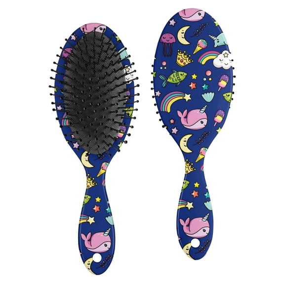 Kids Detangler Brush - Fantasy, Happy Moon Fish Star Hair - All Hair Types - Ultra-Soft Bristles Glide Through Tangles with Ease - Pain-Free Comb for Men, Women, Boys & Girls