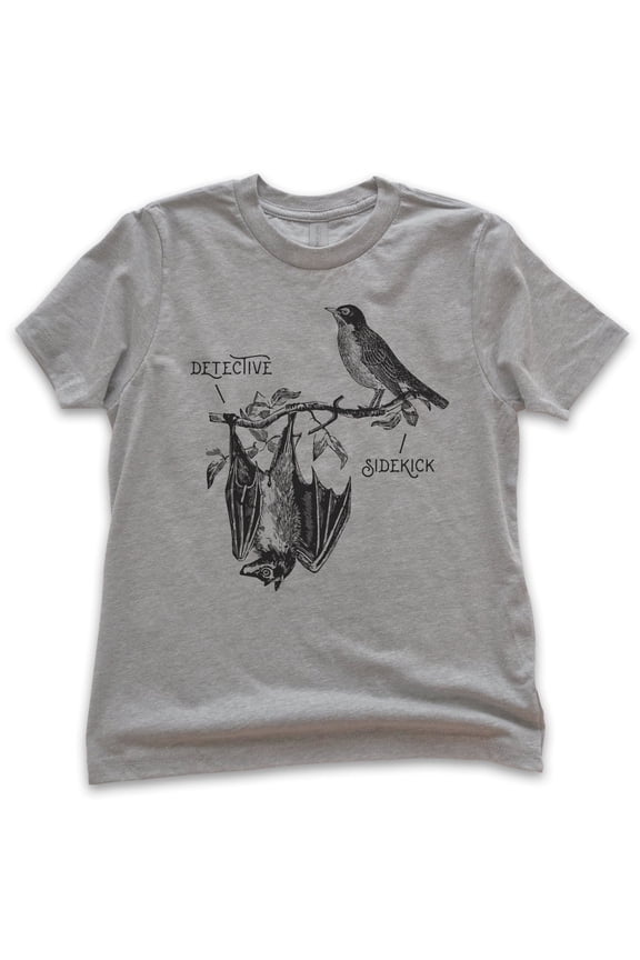 Kids Detective & Sidekick Shirt, Youth Kids Boy Girl T-Shirt, Superhero Shirt, Detective Shirt, Funny Super Hero, Dark Heather Gray, X-Small