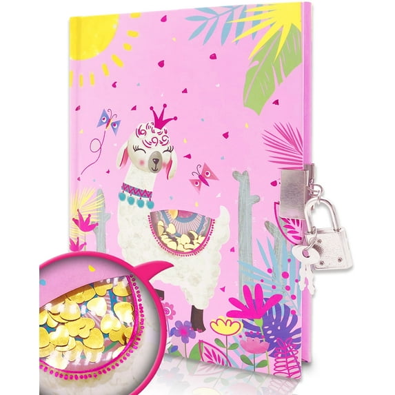 Diary with Lock, GINMLYDA Paper Locking Journals with 160 Pages School Supplies (Alpaca)