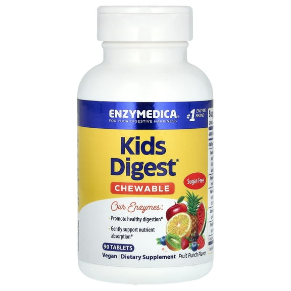 Kids Digest, Chewable Digestive Enzymes, Fruit Punch, 90 Chewable Tablets, Enzymedica