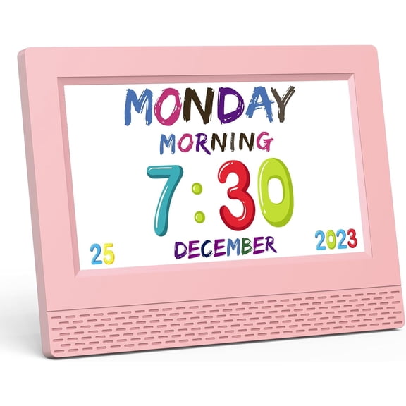 Kids Digital Alarm Clock Colorful, 7" Large LED Time Display Children's Sleep Trainer, Eye-Caring Digital Clock for Girls Boys Bedrooms Bedside, 17 Alarm Clock Settings Easy to Use Kids Birthday Gift
