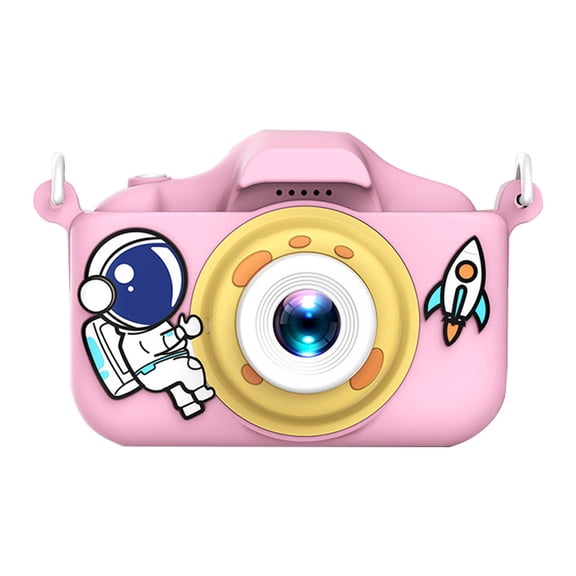 Kids Digital Camera, 2000W Dual Lens, 1080P Video, Games & Filters, Pink Astronaut