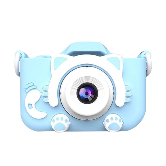 Kids Digital Camera, 2000W Pixels, 2" IPS Screen, USB Charging, Blue Cat Design