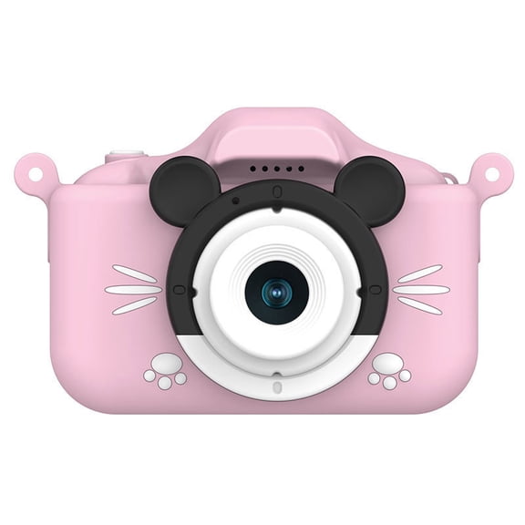 Kids Digital Camera, 2000W Pixels, Dual Lens, 2" Screen, USB Rechargeable, Cute Cat Pink