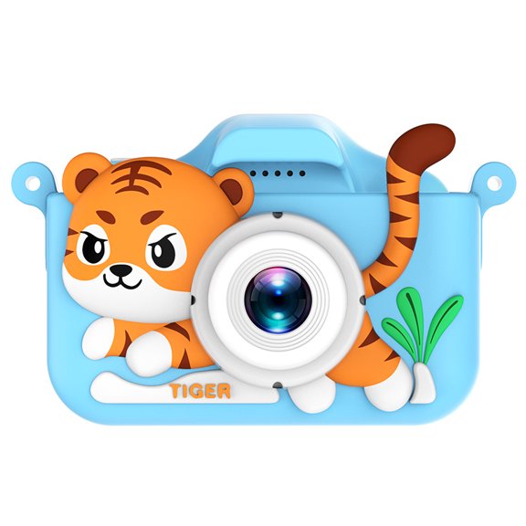 Kids Digital Camera, Tiger Design, 2.0" Eye-Protection Screen, Dual Lens, Filters & Games