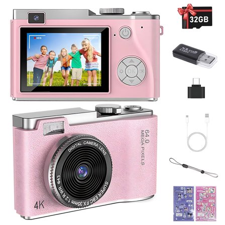 Kids Digital Camera with 32GB SD Card, FHD 1080P 48MP Vlogging Photography Camera 16X Zoom Video Camcorder for Boys Girls Teens Seniors Students Gift