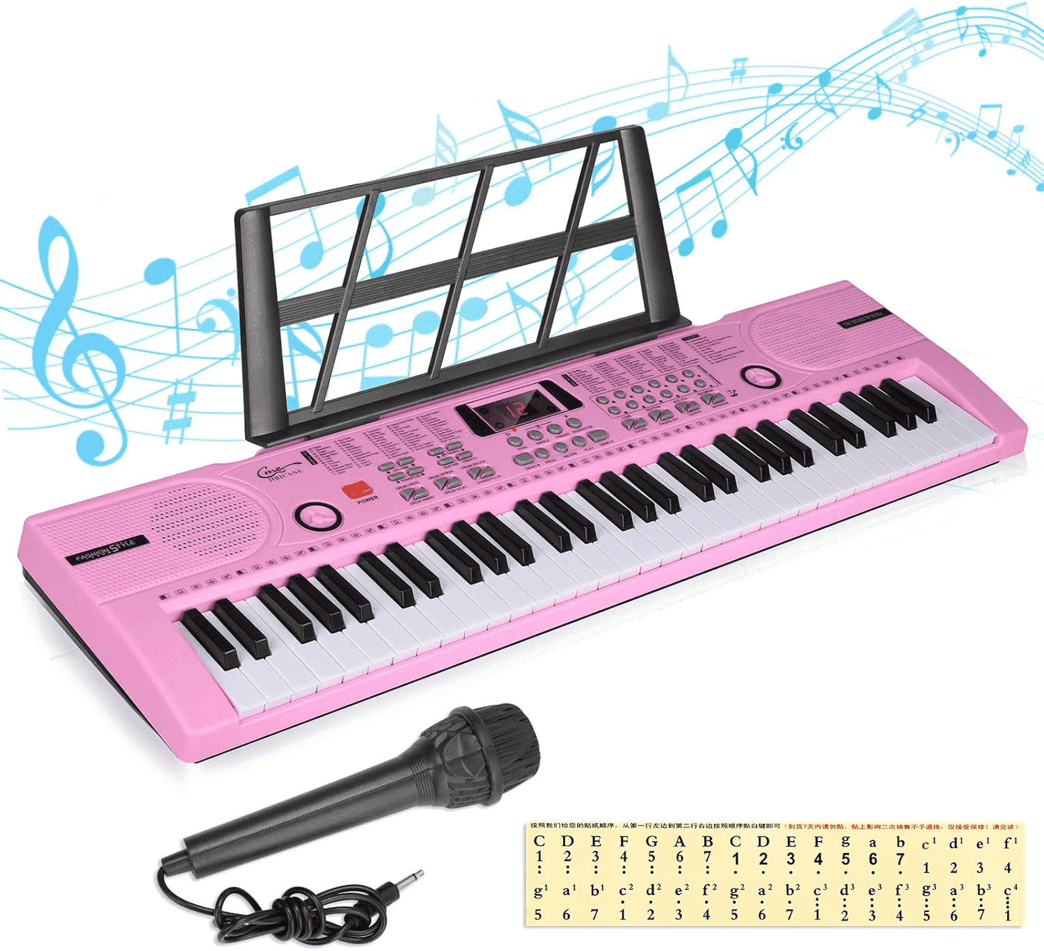 Electronic Digital Keyboard Piano, Portable 61 Keys Piano Keyboard for Beginners, Pianos Music Toy with Built-in Dual Speaker, Microphone and Music Sheet Stand Perfect Christmas/Birthday Gift