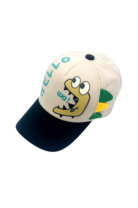 Kids' Dino & Letters Baseball Cap for Spring/Summer Adjustable Sun Hat with UPF50+ Outdoor for Young Korean Style Brown 2-8 Years