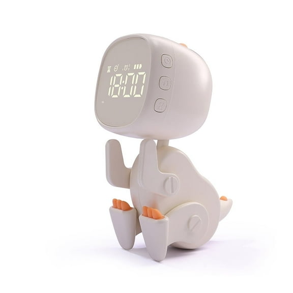 Kids Dinosaur Alarm Clock with Night Light - Type-C Rechargeable, 3 Custom Alarms, Visual Countdown Timer, Adjustable Poses, Silent Operation for Bedside