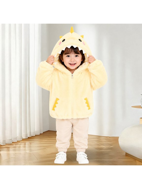 Kids Dinosaur Coat Hooded Warm Winter Jacket With Tail Dragon Outerwear For Boys Girls