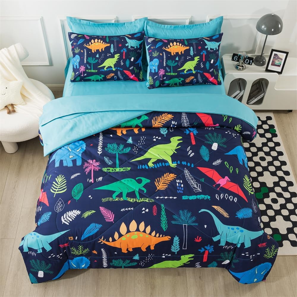 Kids Dinosaur Comforter Full Size for Boys Dinosaur Bedding Set 7Pieces ...