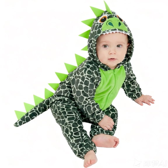 Baby Toddler Dinosaur Costume, Kids Animal Onesie Pajamas Cartoon Romper Outfit for Halloween