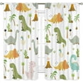 thumbnail image 1 of Kids Dinosaur Curtains 42W x 63H Inch Rod Pocket Colorful Cute Cartoon Dino for Baby Boys Funny Animals Toddler Room Decor Nursery Safari Wildlife Printed Bedroom Window Drapes Fabric 2 Panel, 1 of 4