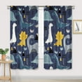 thumbnail image 1 of Kids Dinosaur Curtains 42Wx63H Inch Rod Pocket Cute Cartoon Dark Blue Dino Toddler Nursery Funny Animal Art Printed Room Decor Living Room Bedroom Window Drapes Treatment Fabric 2 Panels, 1 of 4