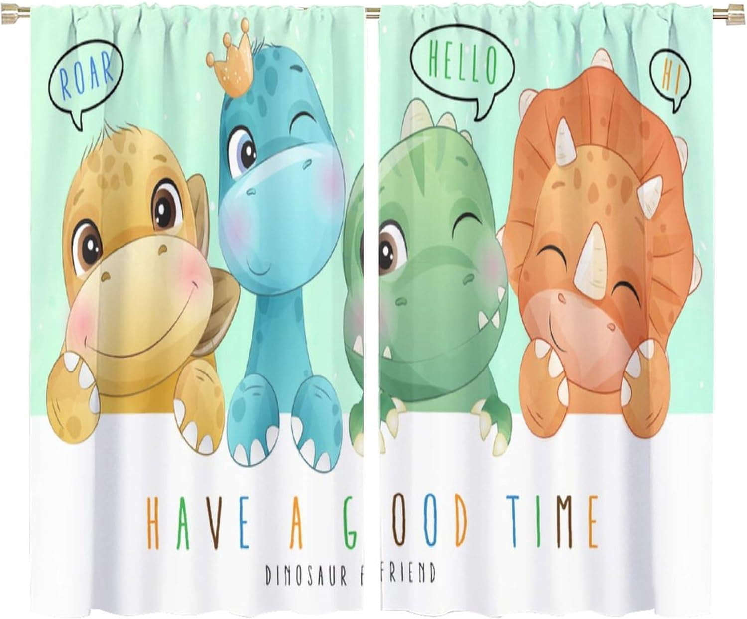 Kids Dinosaur Curtains for Boys Girls Bedroom Decor Cartoon Dino Colorful Cute Funny Animal Printed Blackout Rod Pocket Window Drapes for Baby Nursery Playroom Living Room W42xL63in 2 Panels