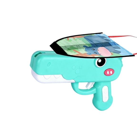 Kids Dinosaur Kite Launcher, Portable Outdoor Kite Toy with Launcher, Fun & Easy Play for Boys & Girls Aged 6+ (Green)
