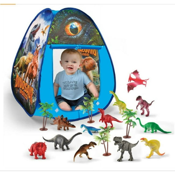 Kids Dinosaur Play Tent with Dinosaur Toy Figures,Realistic Dinosaur Pattern Pop Up Tent STEM Educational Playhouse Outdoor Indoor to Create a Dino World for Children Kids Boys Girl Dino Lovers Gifts