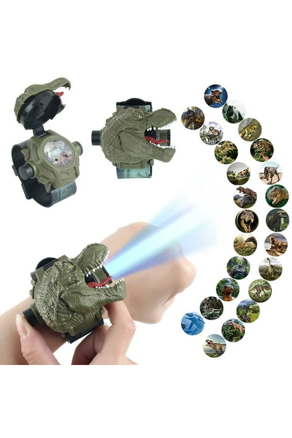 Kids Dinosaur Projection Watch - 24 Dinosaur Patterns Adjustable Wrist Projector Toy, Educational Learning Watch for Boys & Girls Ages 3