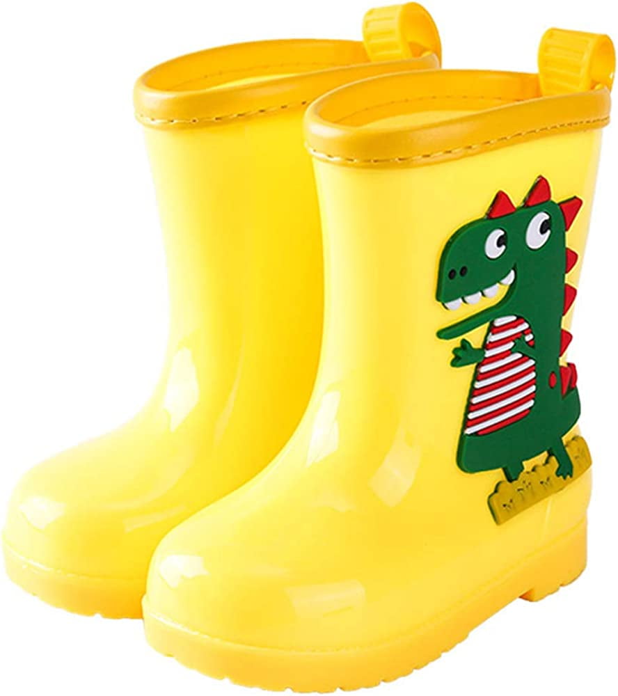 Kids Dinosaur Rain Boots Boys Girls Wellington Boots Non-Slip Cozy Unisex Children Wellies Rubber Rain Shoes
